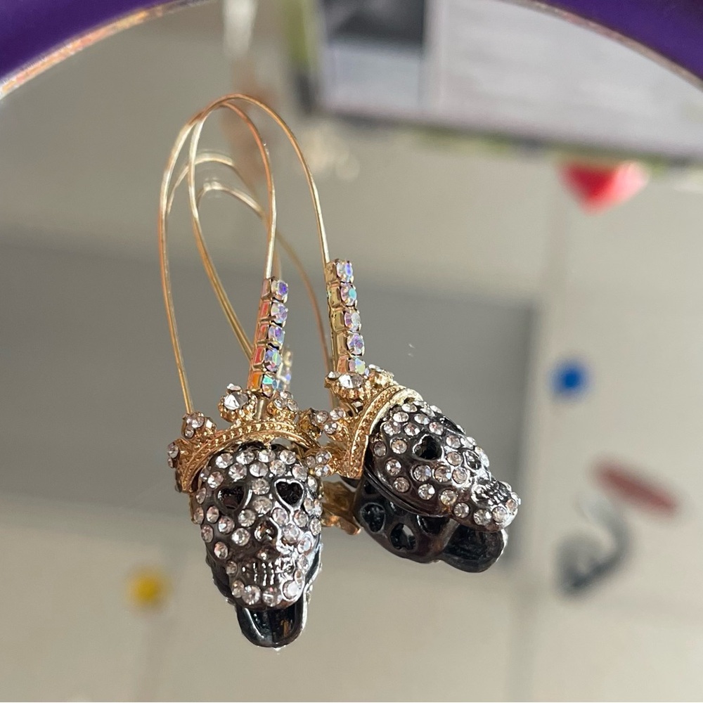 Betsy Johnson Skull Dangle Earrings